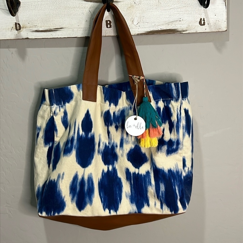 Lu & Elle Purse Bag Tote Tie Dye Tassel Blue Beach Boho Travel Island Laguna